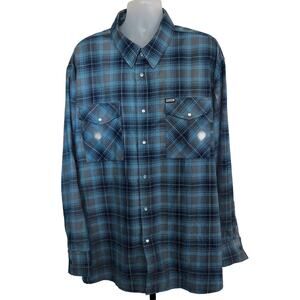 Dixxon Flannel Company Mens 4X Blue Plaid Shirt Pearl Snap, Button Collar LNC